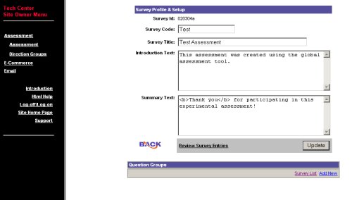 Survey Profile and Setup