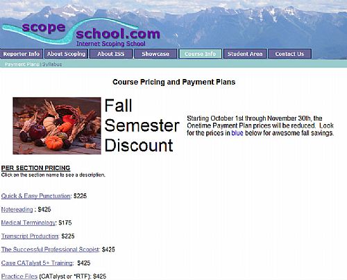 Fall Semester Discount Page