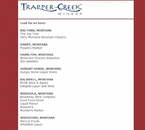 Find the Trapper Creek Winery locations